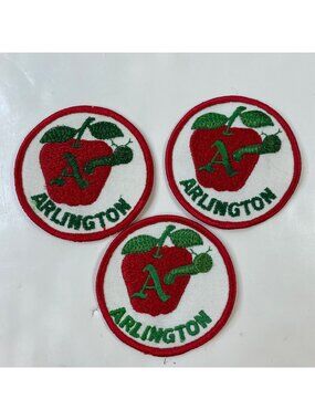 Girl Scouts Set Of 3 Arlington Embroidered Patches With Apple & Worm Design
